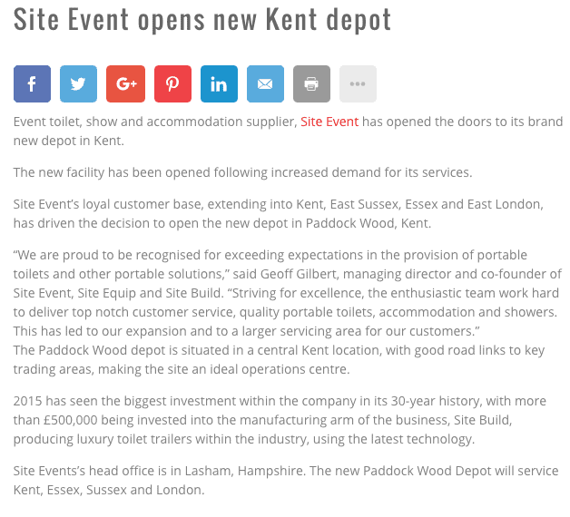Site Event Opens New Kent Depot - Stand Out - November 2015