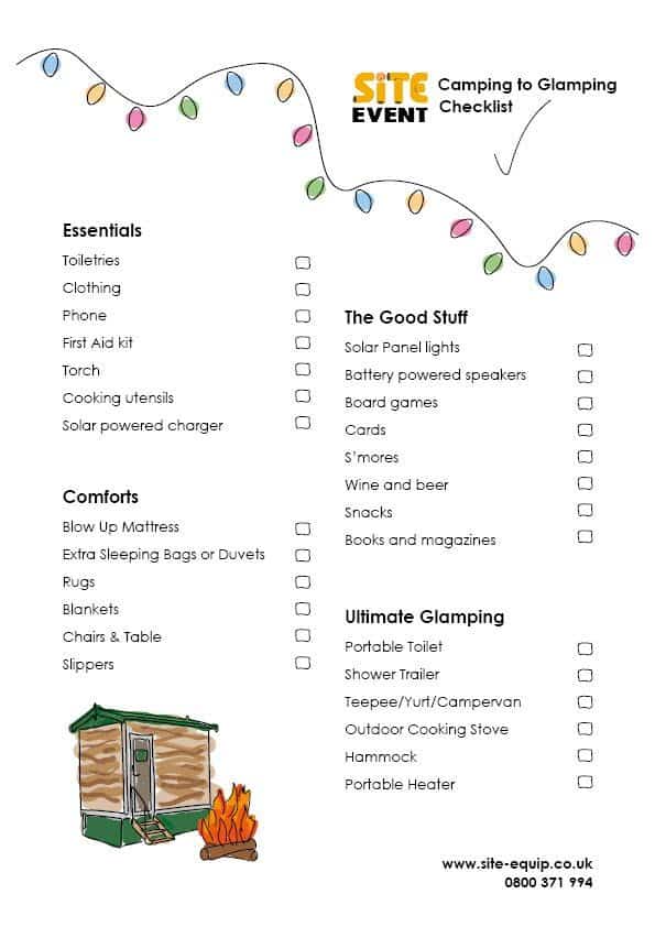 Site Event - Camping to Glamping Checklist