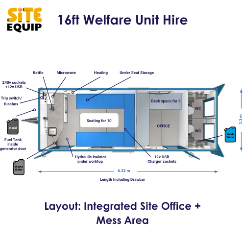 16ft welfare unit mess area and site office